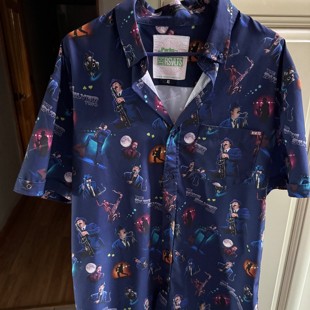 RSVLTS Parks and Rec Duke Silver Ron Swanson Button Down Size XL